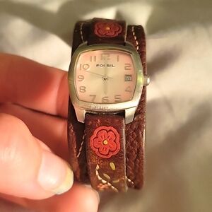 Fossil women's watch with leather strap